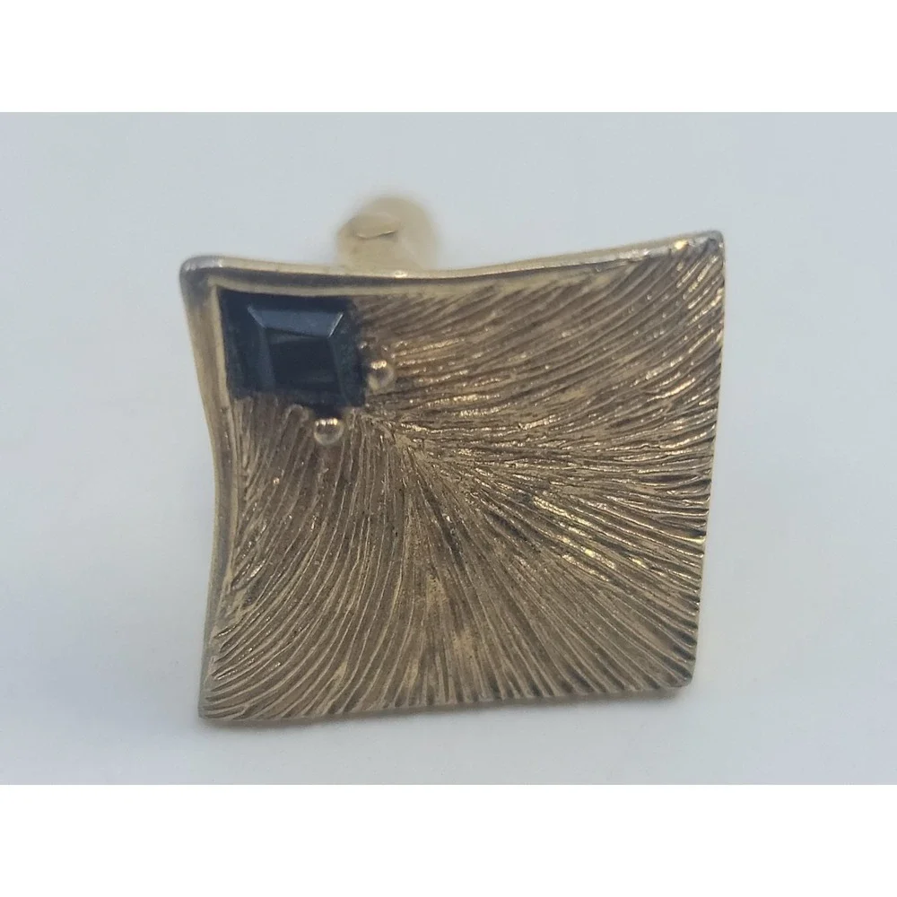 Vintage Swank Gold Tone And Onyx Cufflink Set With Tie Tack‎